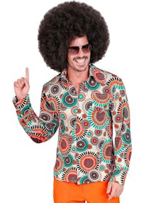 60's Blomstrete Mørkt Hippie Kostymeskjorte til Herre