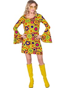 70's Fargerik Boblemønstret Kostymekjole til Dame