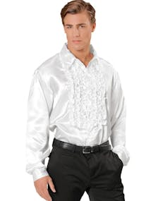 Hvit Sateng Skjorte med Rysjer