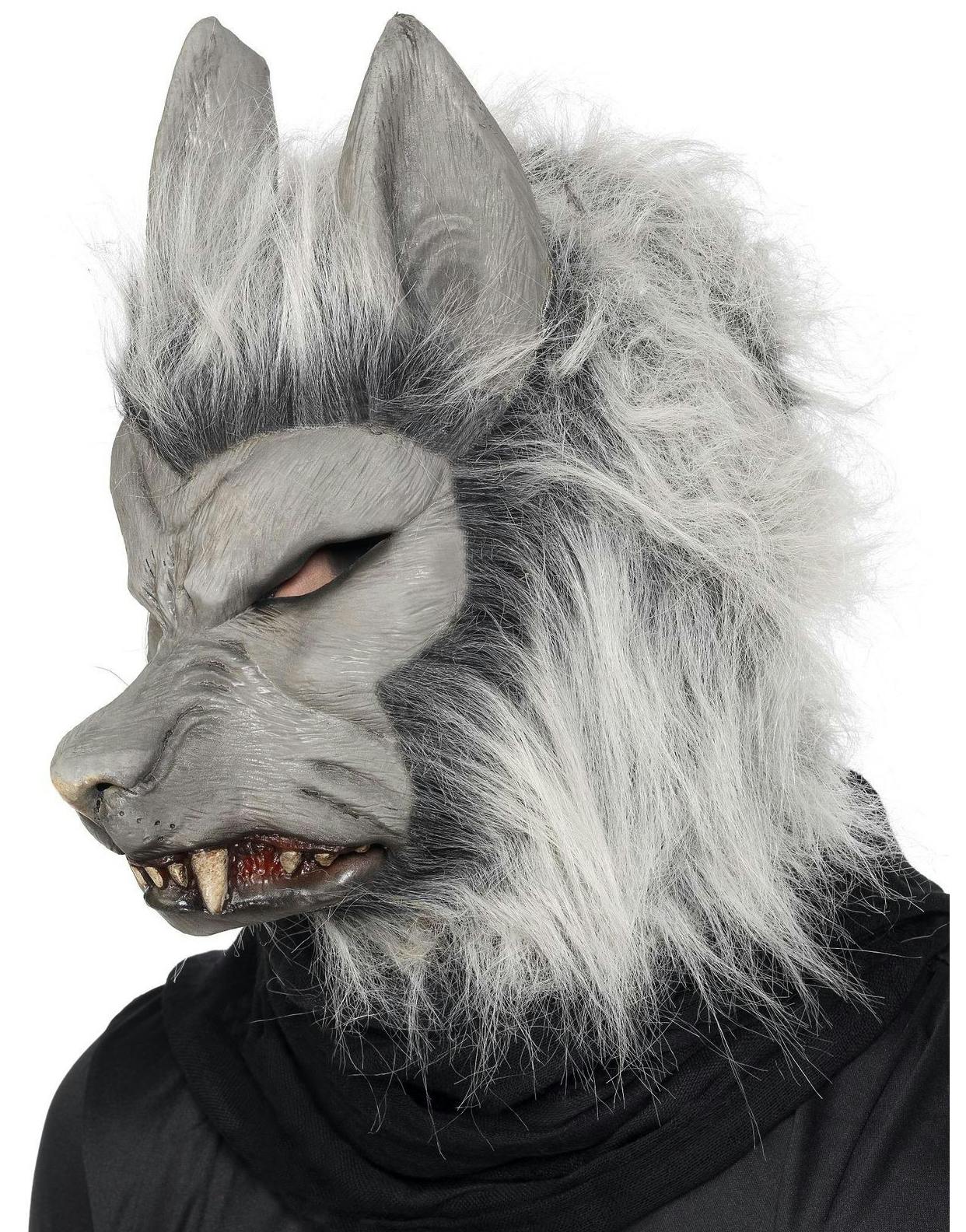Heldækkende Varulv Latexmaske med Grå Imiterret pels - - Dyrekostumer - efter Tema - Kostumer - KARNEVAL