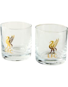 2 stk Lisensiert Liverpool Whiskey Glass med Gulltrykk