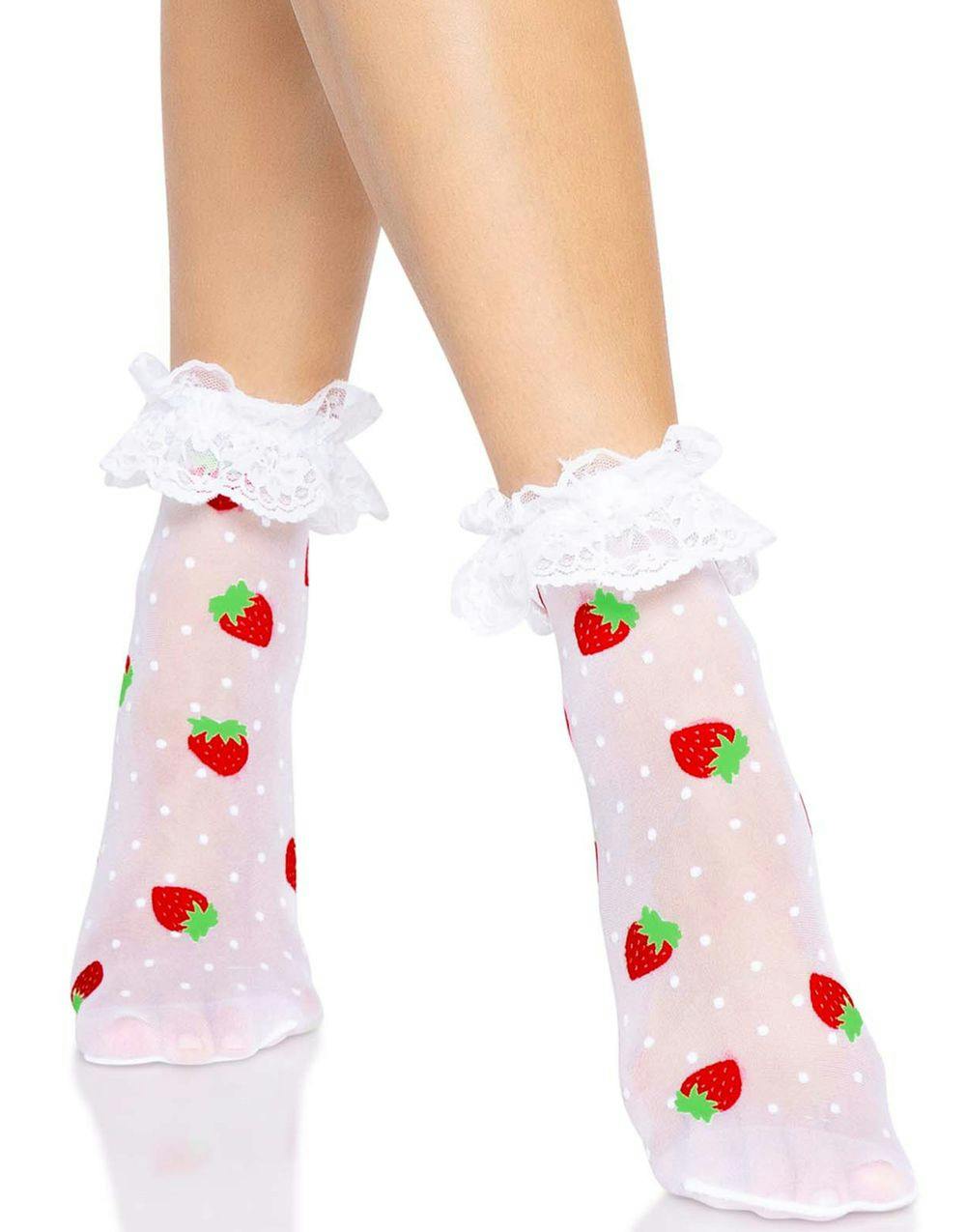 Lyserøde Sokker med Jordbær Sokker - Strømper, Tights & Sokker - KARNEVAL