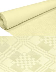 8 meter Kremfarget Papirduk på Rull med Damaskmønster